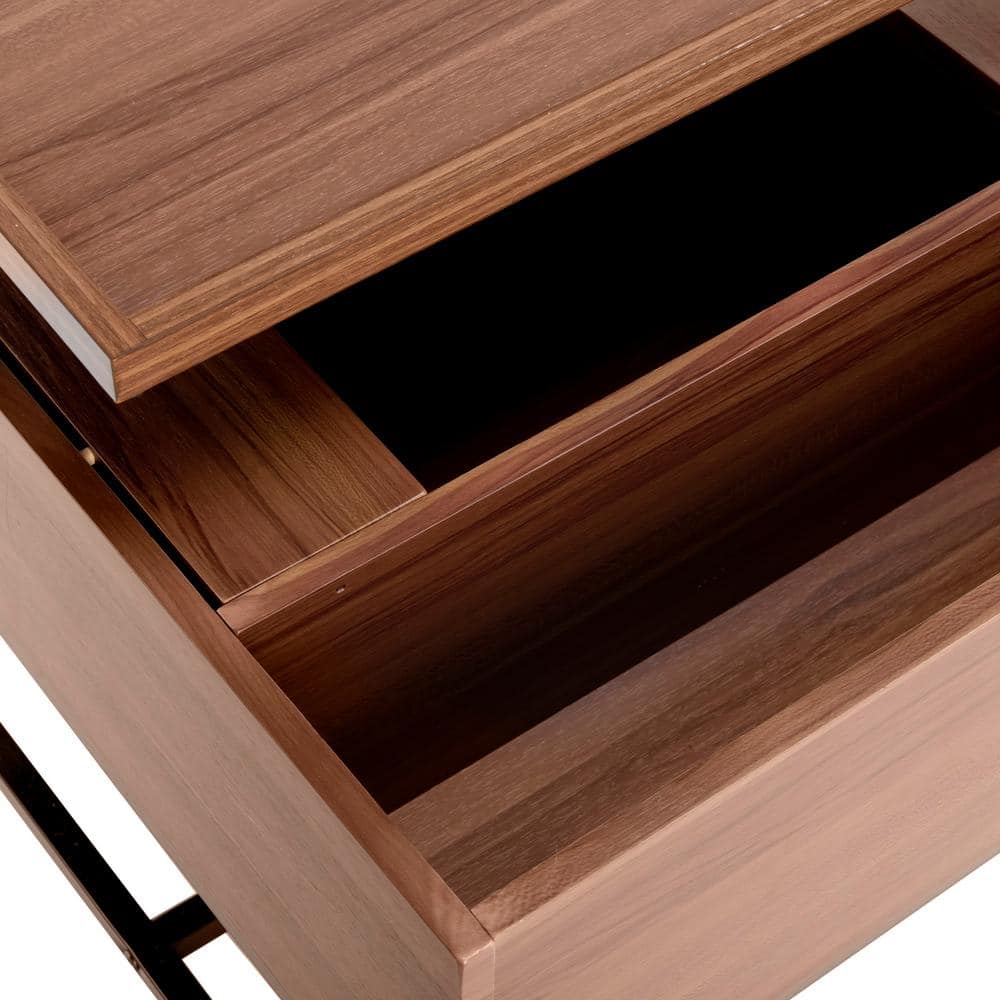 Kristie Dark Oak and Black Square Lift-Top Coffee Table