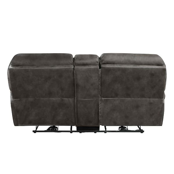 Lazzara Arlo 79.5 in. W Gray Microfiber Power Double Reclining