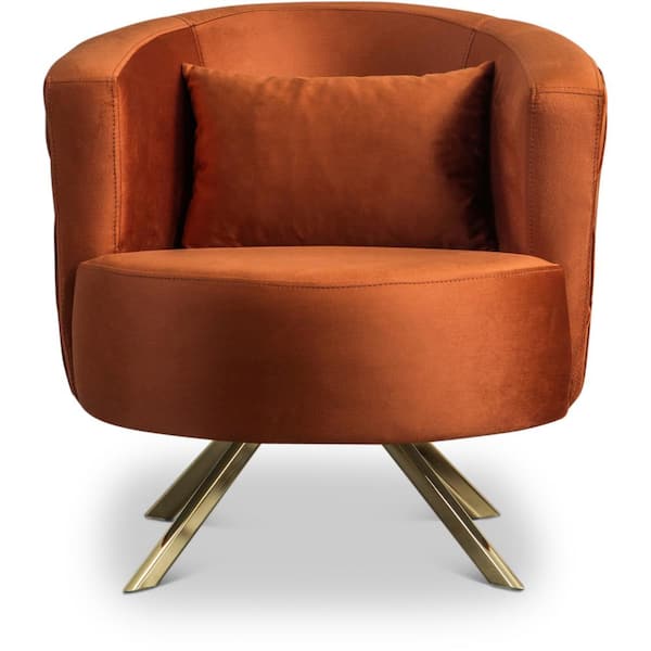 Ashcroft Furniture Co Katalina Burnt Orange Velvet Upholstered Arm Chair