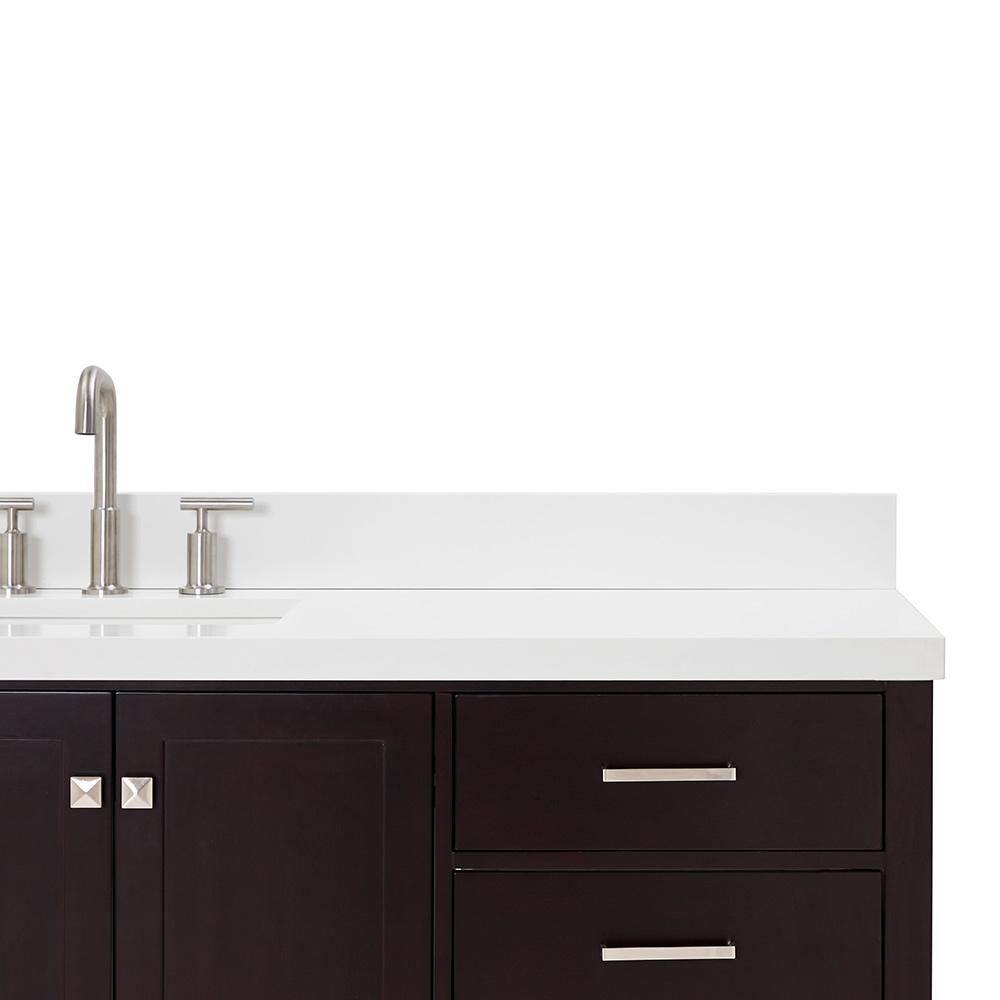 Espresso Solid Wood Freestanding Single Basin Vanity with Quartz Top