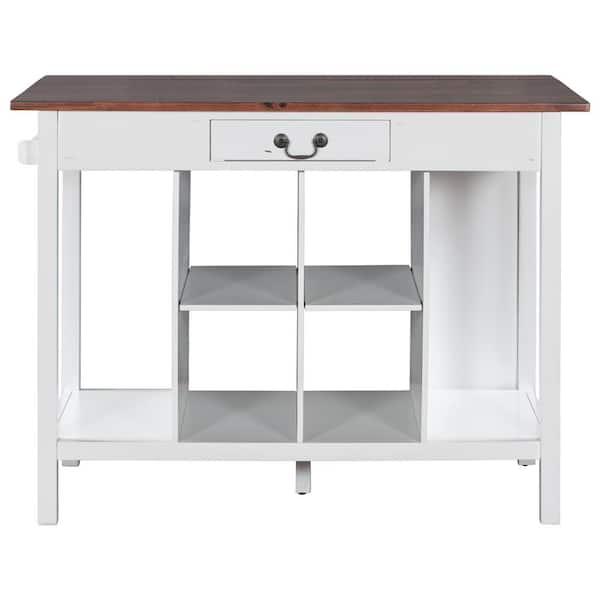 ATHMILE 48 in. Rectangle White Wood Dining Table (Seats-2)