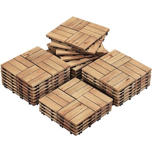 12 in. x 12 in. Fir Wood Flooring Tiles Wood Plastic Interlocking Pack of 27 Tiles