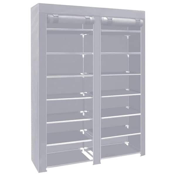 49 in. H 28-Pair Gray Metal 7-Tiers Shoe Rack