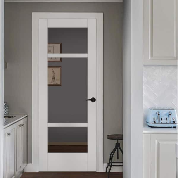36 in. x 96 in. MODA Primed PMC1031 Solid Core Wood Interior Door Slab w/Clear Glass