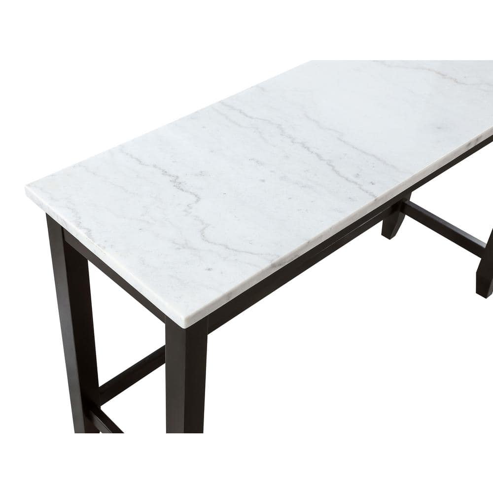 Toby Rectangular Black and White Marble Top Counter Height Table