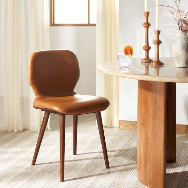 Tazmyn Brown/Walnut Leather Dining Chair