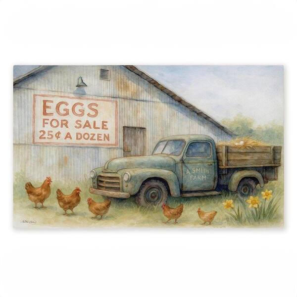 Eggs For Sale Farmhouse Green 18 in. x 30 in. Polyester Non-Slip Outdoor Door Mat
