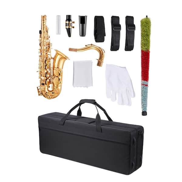 Tenor Saxophone B Flat Professional Brass Saxophone Beginner Kit with Carrying Case Mouthpiece Straps (Gold)