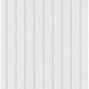 Pearl Grey Faux Beadboard Prepasted Paper Wallpaper Roll