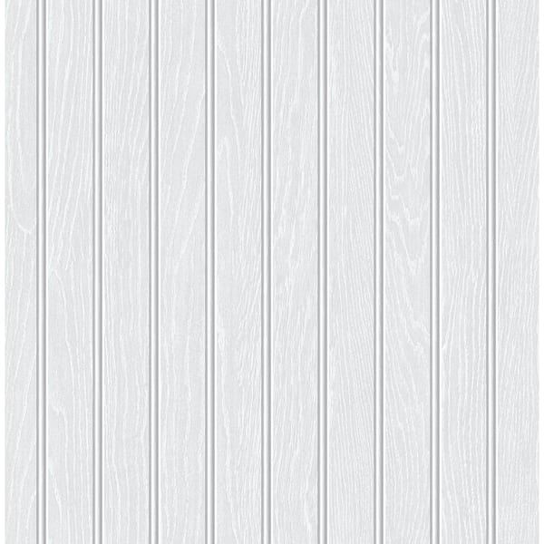 Seabrook Designs Pearl Grey Faux Beadboard Prepasted Paper Wallpaper Roll