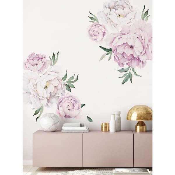 Unbranded Blushing Peonies Vinyl Wall Sticker Flowers Wall Mural (Set of 6)