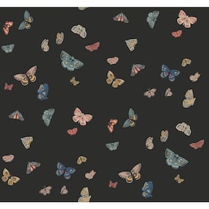 Butterfly House Black Metallic Non-Pasted Wallpaper