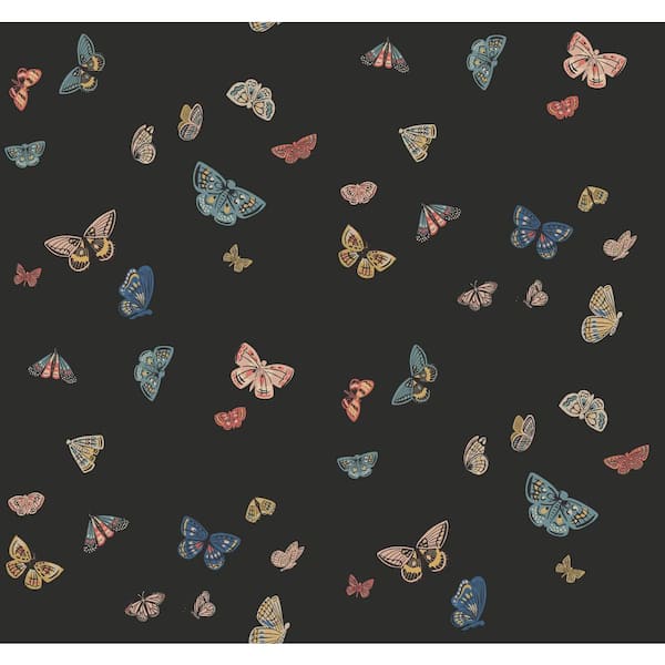 RIFLE PAPER CO. Butterfly House Black Metallic Non-Pasted Wallpaper