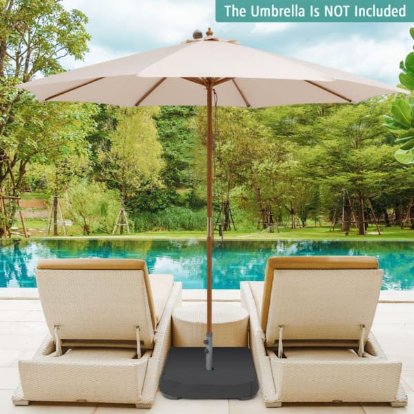 Rectangular Fillable Patio Umbrella Base with 2 Sandbags and Dust-proof Cover in Black