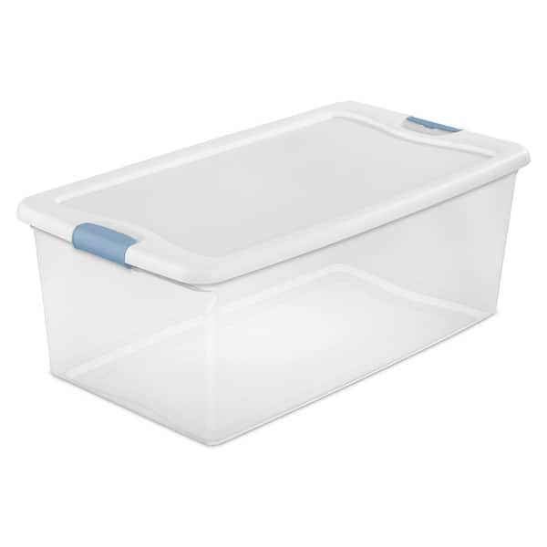 106 Qt. Clear and Blue Stackable Latching Storage Box Container (20-Pack)