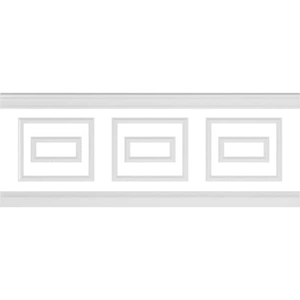 Ekena Millwork 94 1/2 in. (Adjustable 36 in. to 40 in.) 23 sq. ft. Polyurethane Ashford Square Double Panel Wainscot Kit Primed