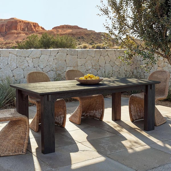 Homsee Modern Black Engineered Wood 84 in. 4-Leg Base Dining Table