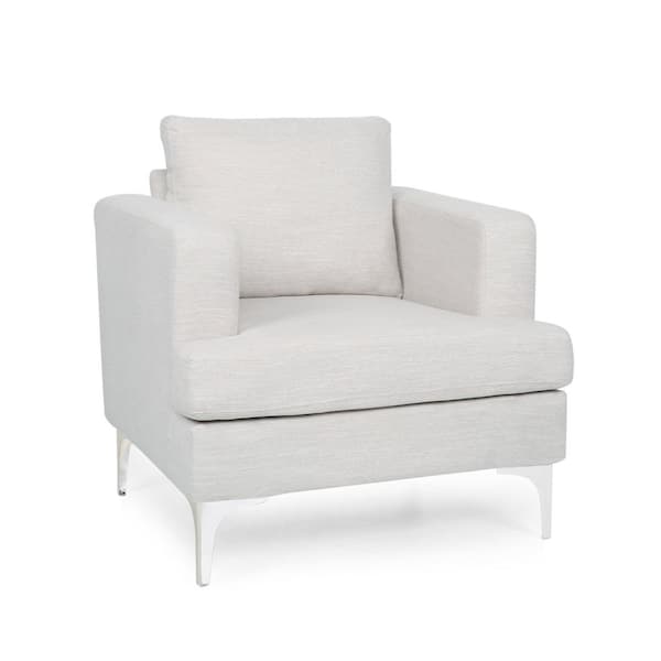 Noble House Manbow Beige and Silver Fabric Upholstered Club Chair