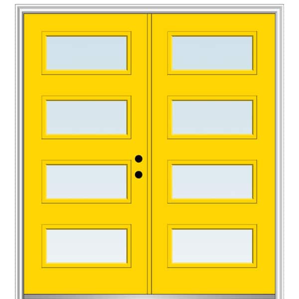 MMI Door 72 in. x 80 in. Celeste Left-Hand Inswing 4-Lite Clear Low-E Painted Fiberglass Smooth Prehung Front Door