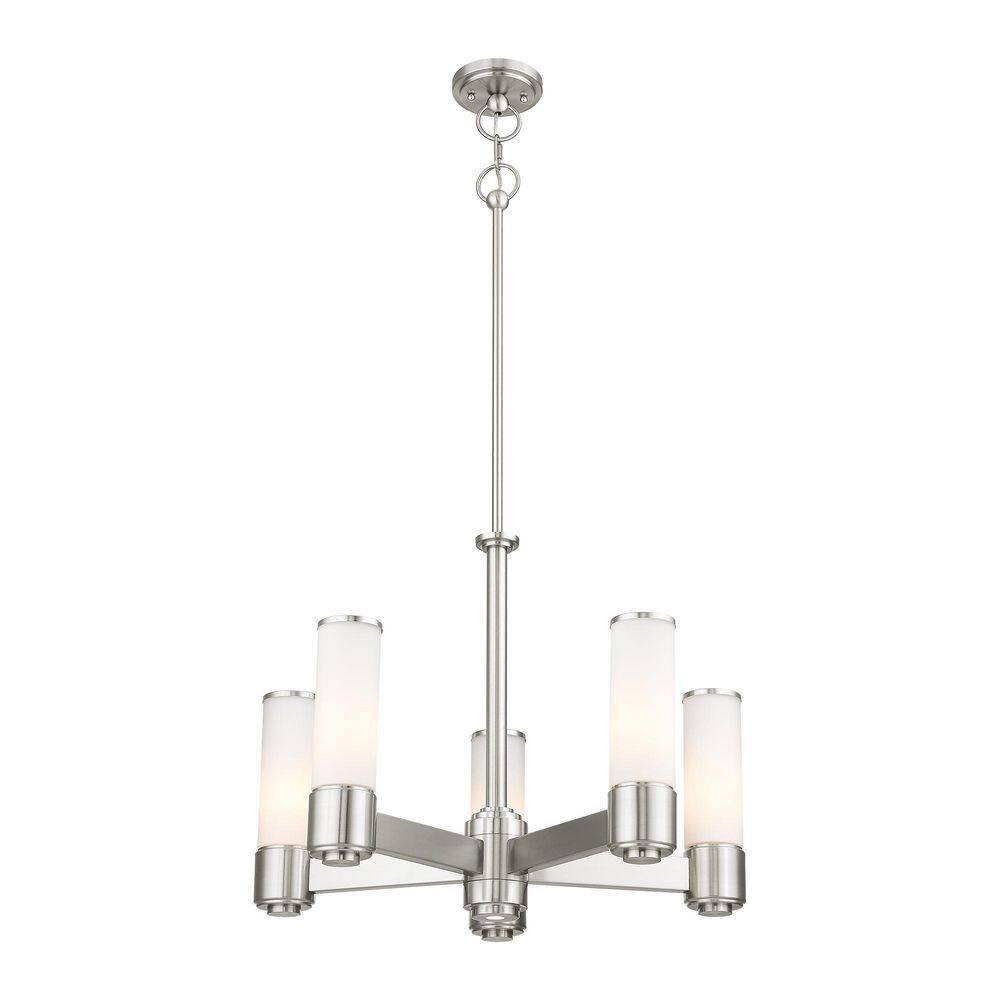 Brushed Nickel Rustic Chandelier with Hand Blown Glass