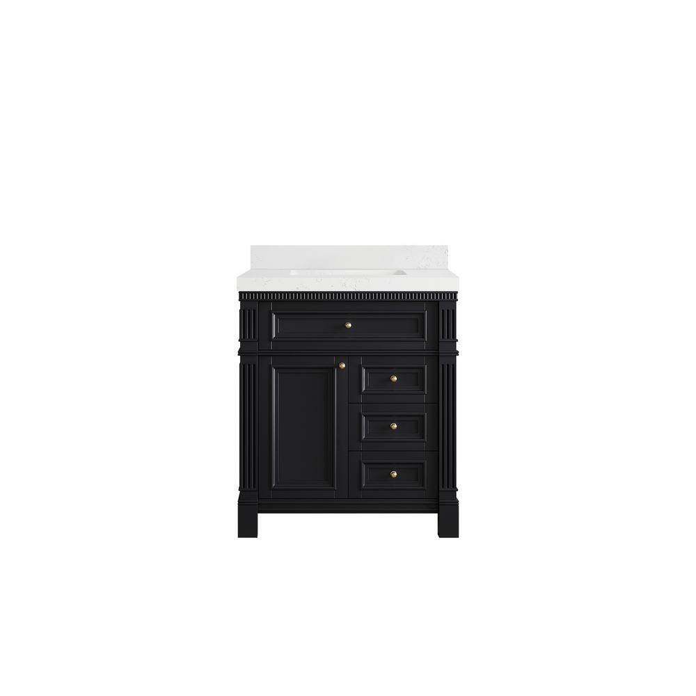 Paris 30 in. W x 22 in. D x 36 in. H Single Sink Bath Vanity Center in Black with 2 in. Empira White qt. Top price history on PriceWatchPro