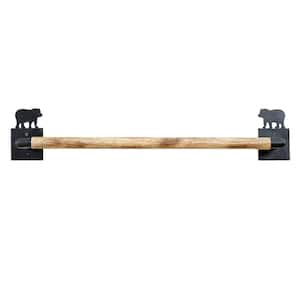 Wild Woods Wall Mount Black Finish Bear Towel Bar 24 in.