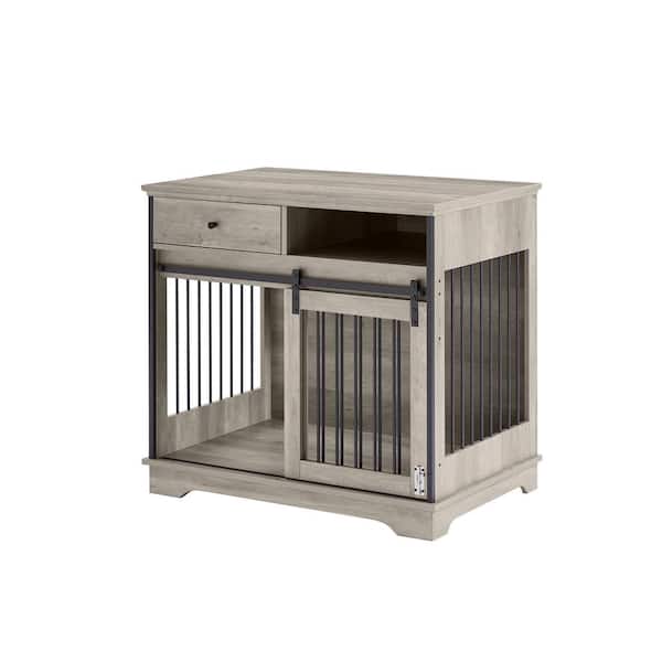 maocao hoom 23.62 in. liding Door Dog Crate With Drawers in Gray