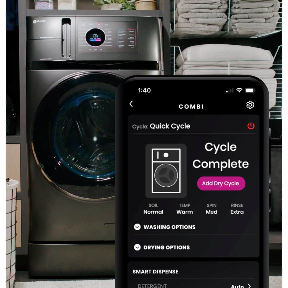 Black 4.8 Cu. Ft. Smart Electric Washer/Dryer Combo