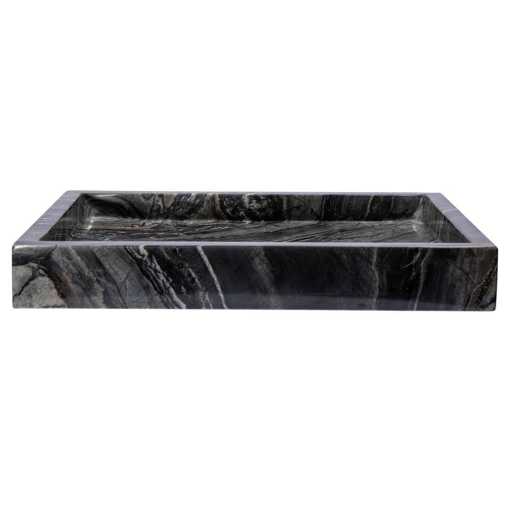 Charcoal Gray Stone Rectangular Vessel Bathroom Sink