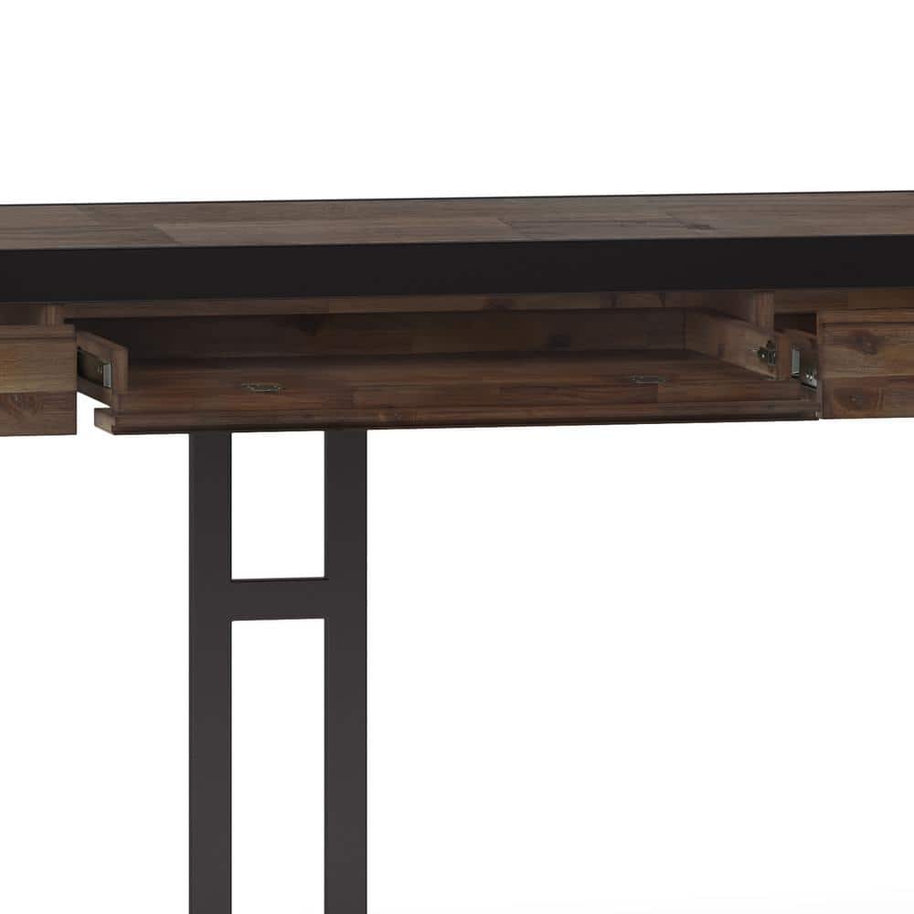 Rustic Natural Aged Brown 72" Acacia Wood Desk with Drawers