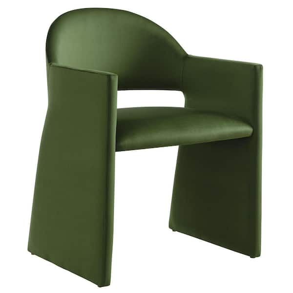 Talia Performance Velvet Dining Armchair in Moss Green