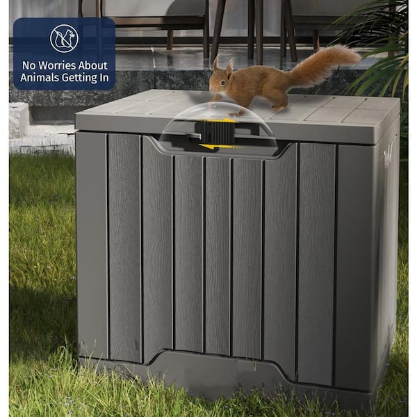 31 Gal. Gray Resin Deck Box Outdoor Storage Box with Latch