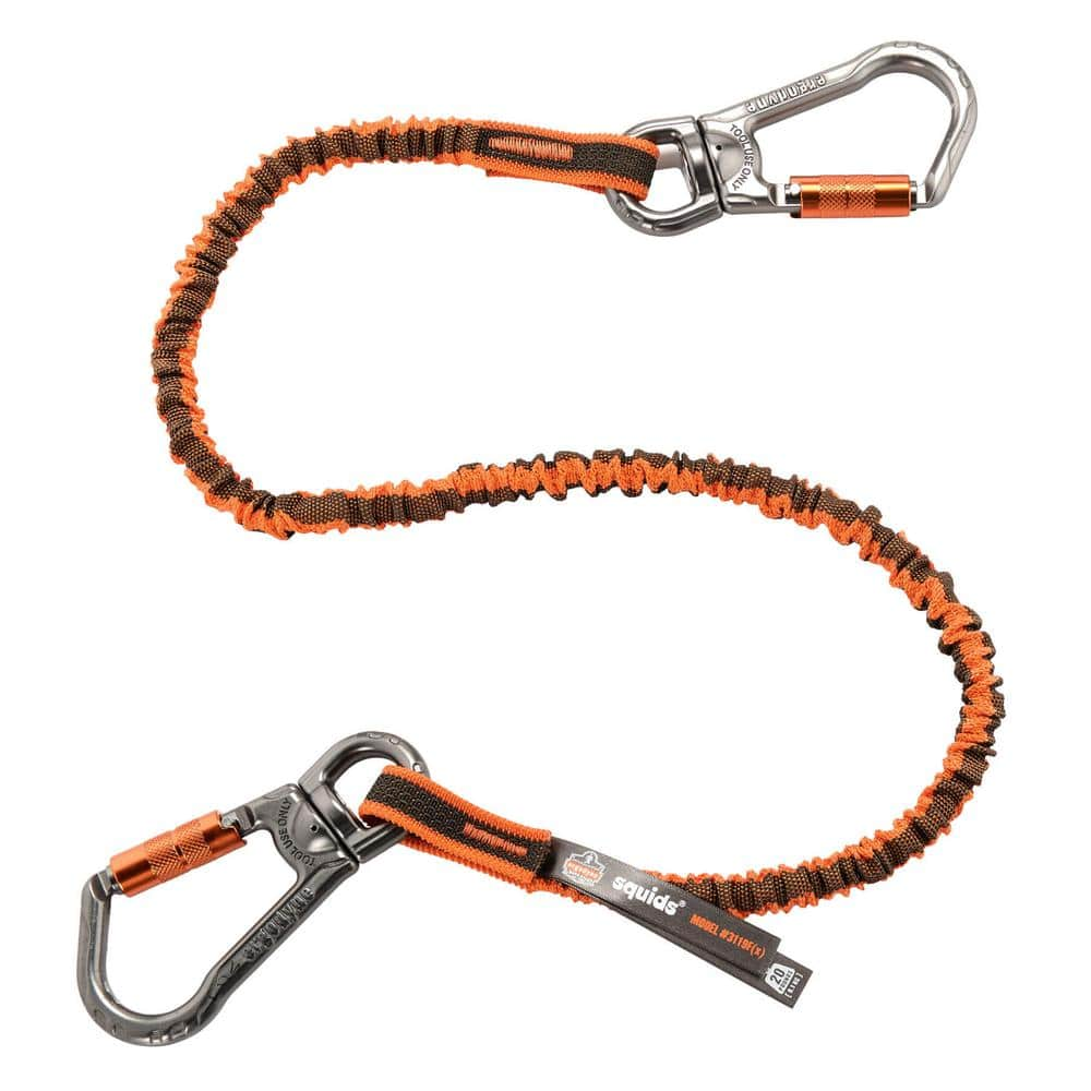 Ergodyne 25 lbs. Orange and Gray Standard Triple-Locking Dual Carabiner with Swivel Tool Lanyard