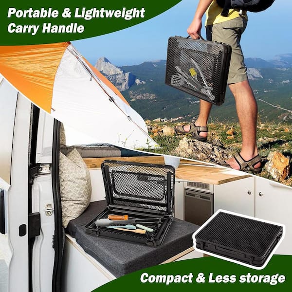 テーブル・チェア・ハンモック ACRYLIC TABLE TOP FOR 50L CONTAINER ATENGNES 35 in. Black Aluminum Alloy Collapsible Camping