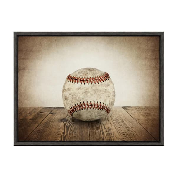 DesignOvation Sylvie "Vintage Baseball" by Saint and Sailor Studios Sports Framed Canvas Wall Art 24 in. x 18 in.