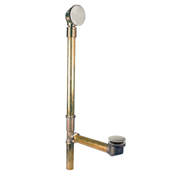 Westbrass 25 in. Brass Tub Waste and Overflow in Polished Nickel