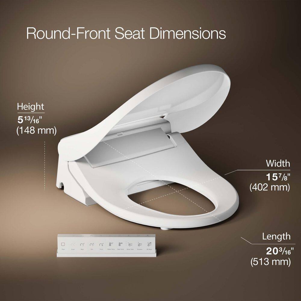 White Round Heated Bidet Toilet Seat with Remote Control