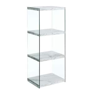 SoHo 40.75 in. H White Faux Marble/Glass 4-Shelf Accent Tower Bookcase