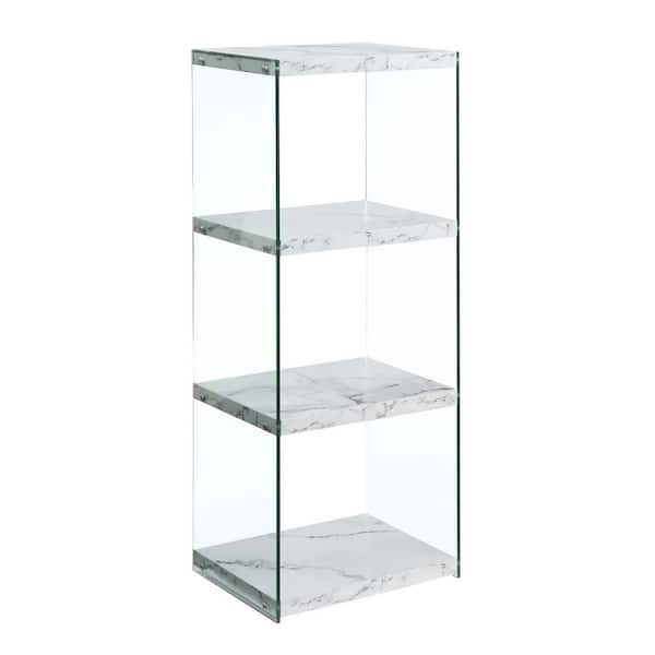 Convenience Concepts SoHo 40.75 in. H White Faux Marble/Glass 4-Shelf Accent Tower Bookcase