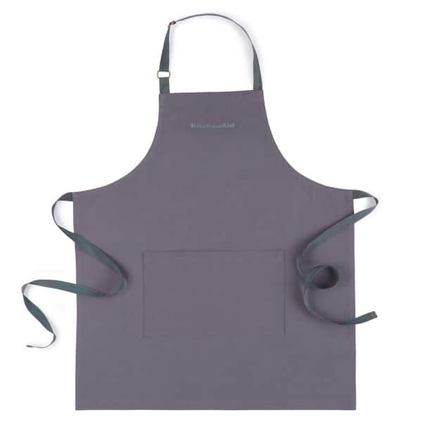 KitchenAid Solid Dyed Charcoal Grey 32 in. L x 28 in. W Cotton Twill Apron