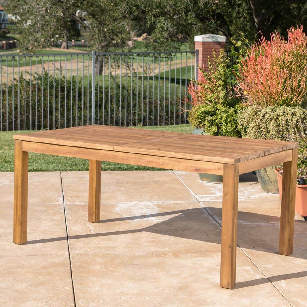 Wilson Teak Finish Acacia Wood Expandable Dining Table