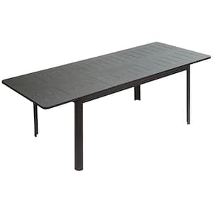 Patio Dining Expandable Table Metal Aluminum Outdoor Table for 6-Person to 8-Person Rectangular Table
