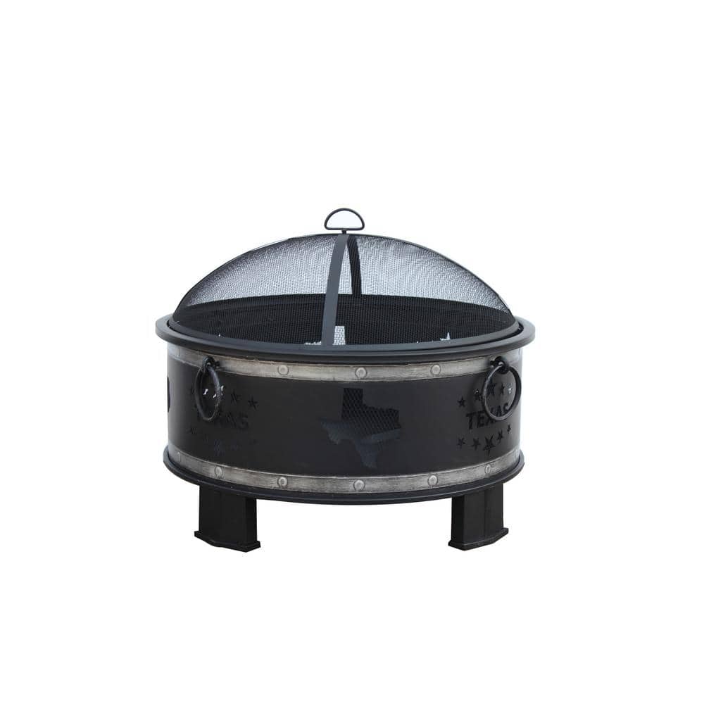 Round Steel Wood Burning Fire Pit, Fire Pit Grill Home Depot