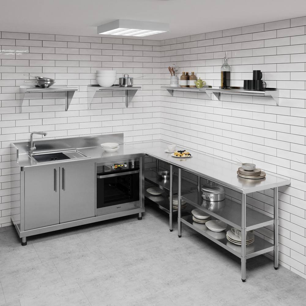 36-Inch Stainless Steel Wall Shelf with Brackets