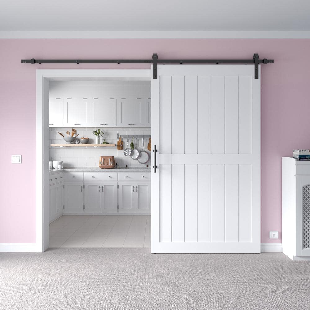 White 48" x 84" MDF Barn Door with Sliding Hardware Kit