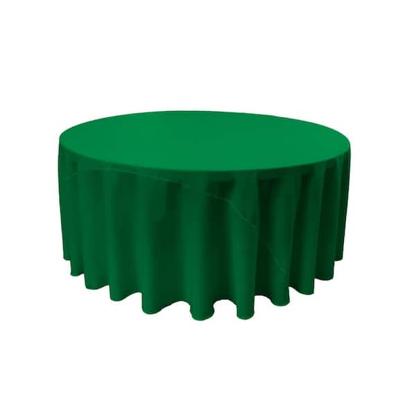 LA Linen 132 in. Round Emerald Green Polyester Poplin Tablecloth