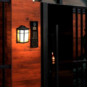 1-Light Black Half Octagon LED Outdoor Wall Light Sconce with Selectable CCT Switch for 3000K, 4000K, 5000K