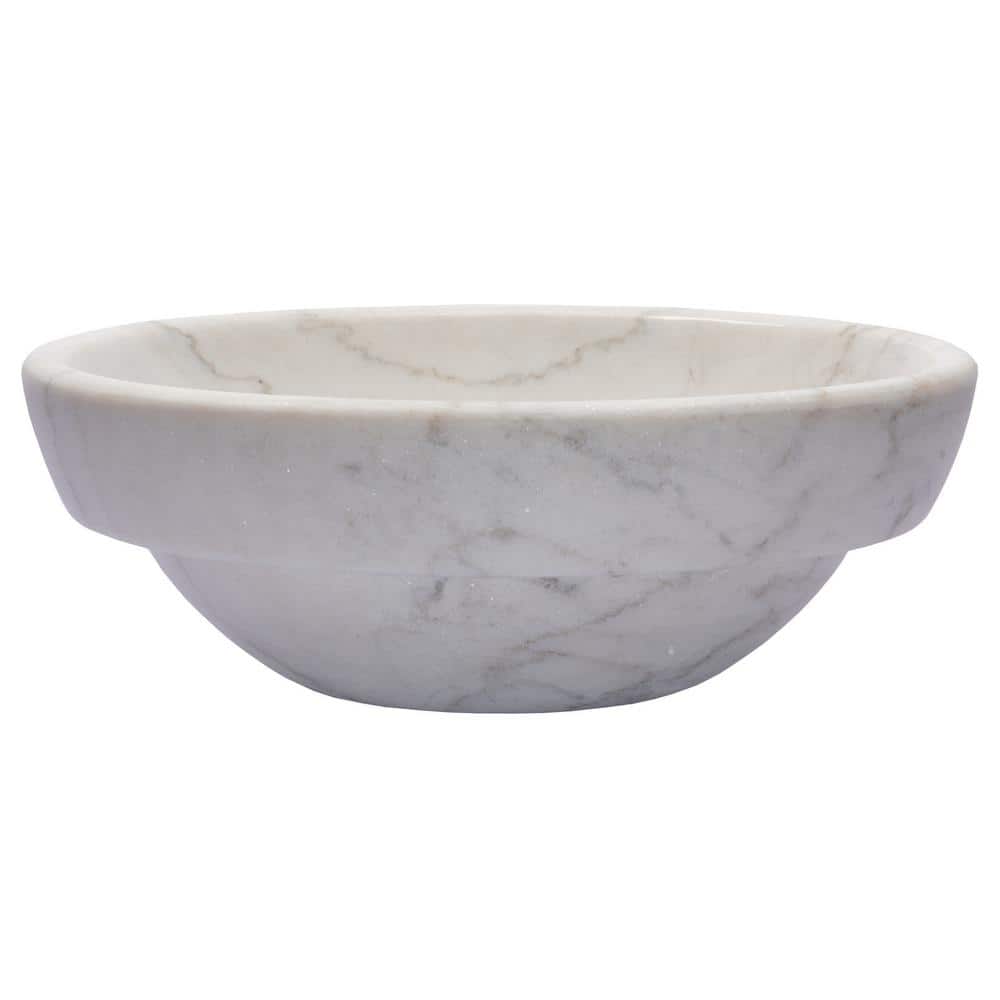 Echo 17'' Honed White Marble Circular Bathroom Sink