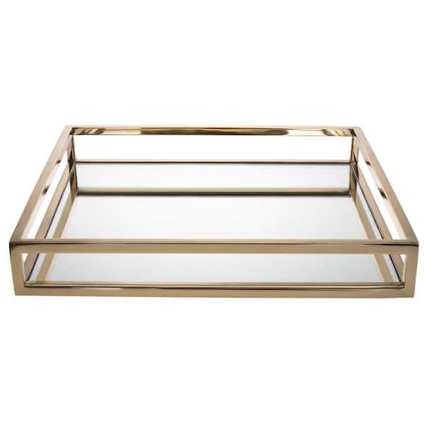 HomeRoots Gold Square Metal 14 in. Decorative Serving Tray