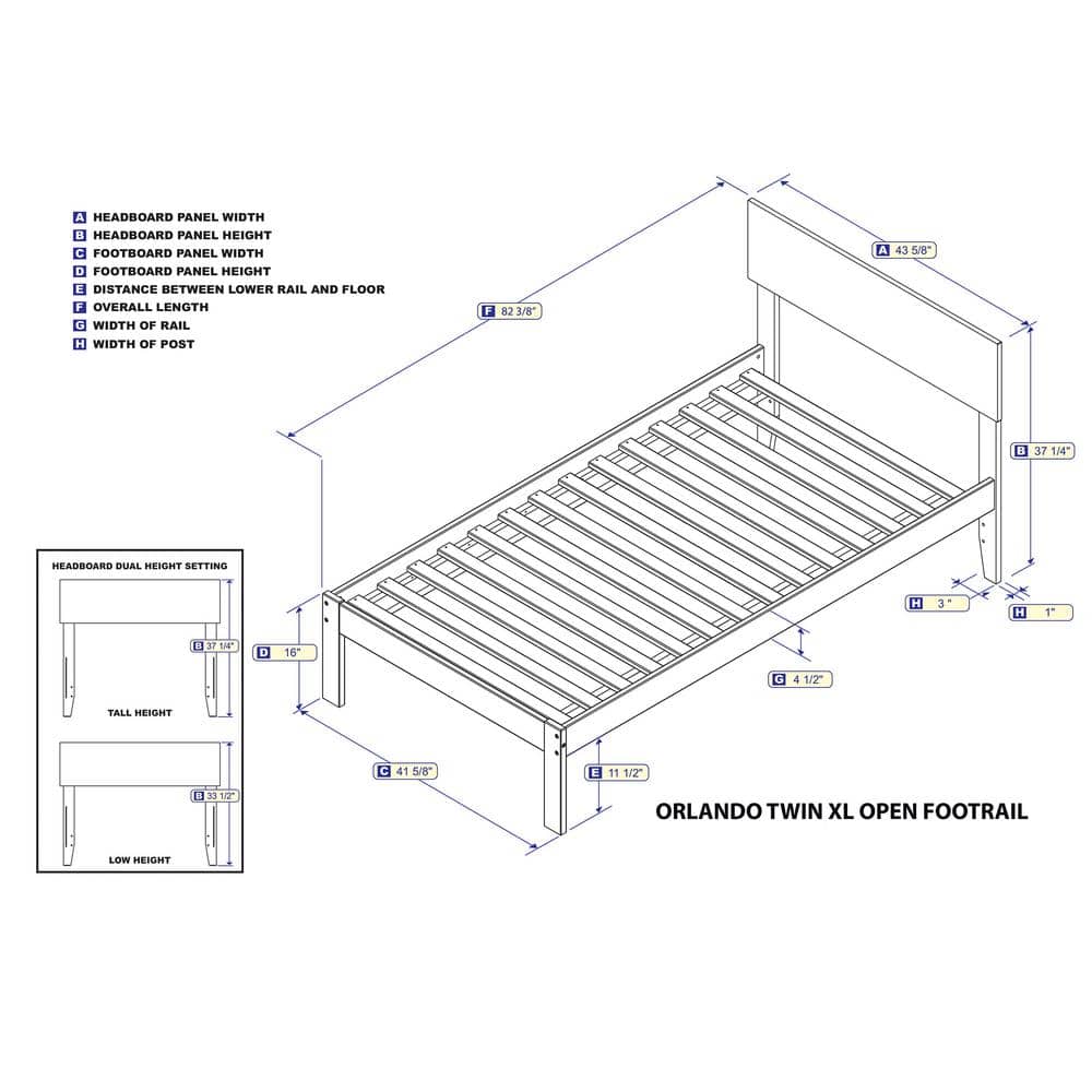 Orlando White Twin XL Panel Platform Bed with Storage